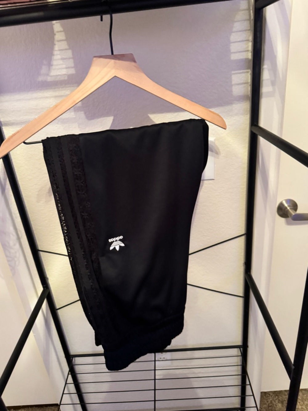 adidas Black Jogger Pants with Lace Side Detail